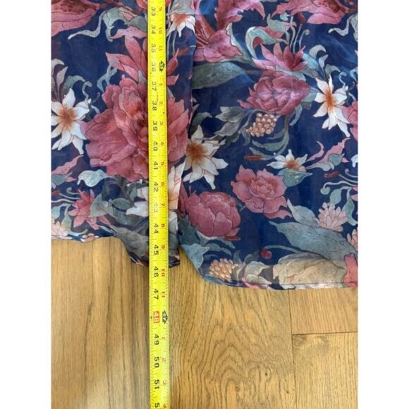 Lulus Cherished Aura Navy Blue Floral Organza Bustier Midi Dress Large - Picture 10 of 10